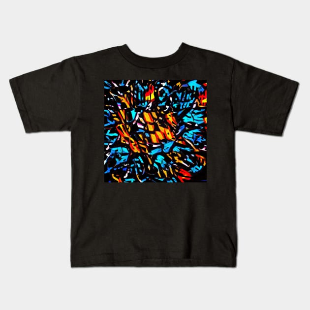 Electric Storm. Abstract design featuring bold primary colors. Kids T-Shirt by innerspectrum